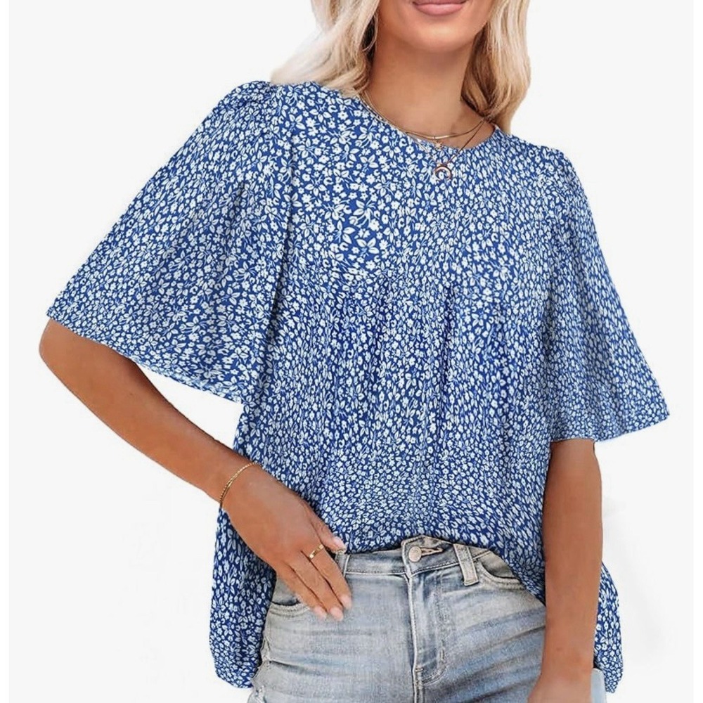 Women Blouse Dressy Casual Floral Boho Babydoll Flowy Tops Size L